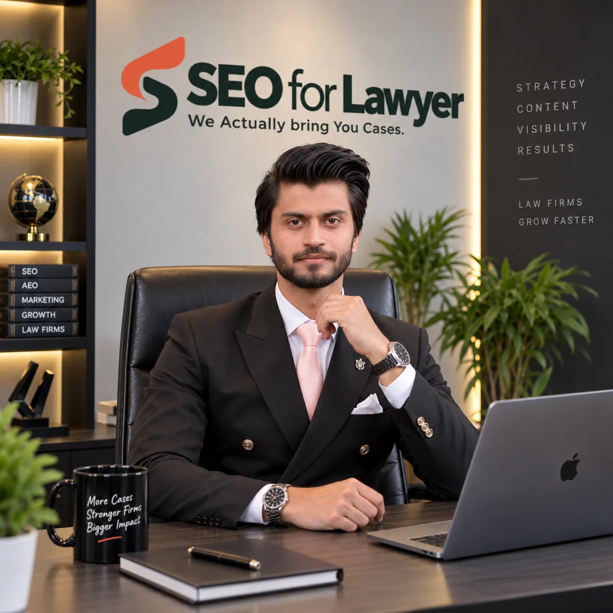 Hasnain Abbas, founder of SEO for Lawyers, at his desk